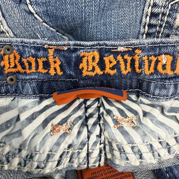 Rock Revival Jeans Womens 27 (4) Blue Anzelie Easy Boot Faux Pocket Flaps Blingy - Picture 11 of 16